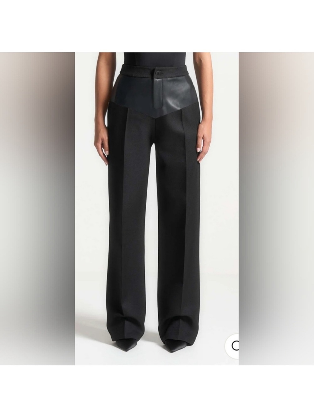 Micas black faux leather patchwork trousers